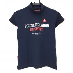 【超美品】ルコック 半袖ハイネックシャツ ネイビー フロントプリント レディース M ゴルフウェア le coq sportif