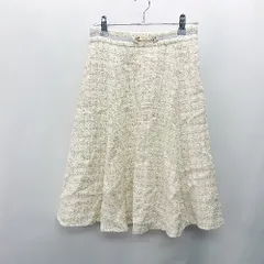 ◇ Θ MISCH MASCH ツイード柄 ラメ入りウエストベルト付き 膝丈 フレア スカート サイズ36 オフホワイト系 レディース E  【1409100017854】