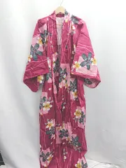 ◇ ⊂ ノーブランド 花柄 ロング 浴衣 サイズ表記なし レッド レディース E  【1503050008334】