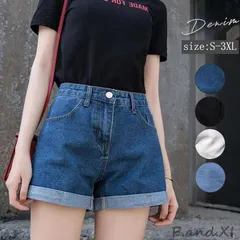 ショートパンツ レディース デニム デニムパンツ ハーフパンツ ハイウエスト 短パン ボトムス カジュアル ゆったり 通学 おしゃれ コーデ