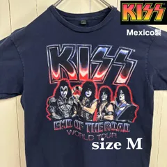 【古着】KISS(キッス)半袖Tシャツ M ネイビー USA製 タルテックス バンドTシャツ 北米ツアー レアデザイン US古着