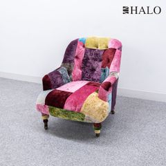 【展示品】HALO ハロ ANNE CHAIR アン チェア ラウンジ アーム チェア ファブリック パッチワーク 定価22万