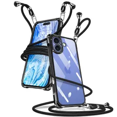 【迅速発送】iPhone 16 用 ケース クリア ショルダー iPhone16 スマホケース アイフォン16 カバー 肩掛け 斜めかけ 縄掛けケース 透明 薄型 軽量 TPU 携帯ケース 紐付き 斜めがけ 織りストラップ付き 長さ調整可能 取り外し可能 落下