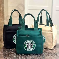 【新品未使用】スターバックス ハンドバッグ キャンパス ミニバッグ 弁当バッグ ランチバッグ ハンドバッグ ブラック グリー