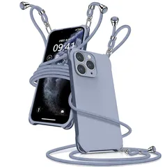 iPhone11 Pro ケース ショルダー シリコン iphone 11 Pro スマホケース アイフォン11Pro カバー 耐衝撃 肩掛け 斜めかけ 縄掛けケース 紐付き 斜めがけ 織りストラップ付き 長さ調整可能 取り外し可能 傷付き防止 マット質感 1