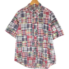 古着 ブルックスブラザーズ Brooks Brothers 346 パッチワーク 半袖 ボタンダウン チェックシャツ メンズXL相当/eaa534156