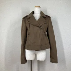 【バナナリパブリック】ジャケット　茶　L　美品　ヴィーガンスエード モトジャケット フェイクレザー バナリパ ライダース ベロア Y2K