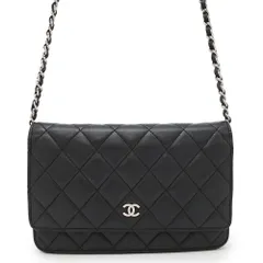 シャネル チェーンウォレット マトラッセ ココマーク ラムスキン キルティング A33814 CHANEL 財布 黒