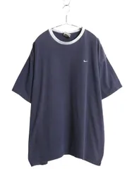【お得なクーポン配布中!】 00s ナイキ ワンポイント スモール スウッシュ 刺繍 半袖 Tシャツ メンズ XXL オールド ヘビーウェイト リンガー カットソー 大きいサイズ