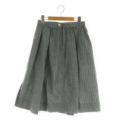 マーガレットハウエル MHL. フレアスカート ロング チェック リネン混 2 ネイビー /MY ■OS