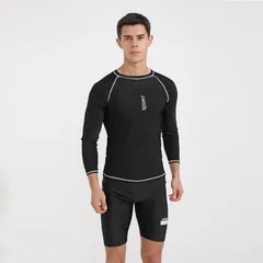 セパレート 水着 メンズ 上下セット 長袖 フィットネス フィットネス水着 水陸両用 サーフパンツ 海 セット 男性 男性用 おしゃれ スイムパンツ 水泳 練習用 スパッツchengyu02