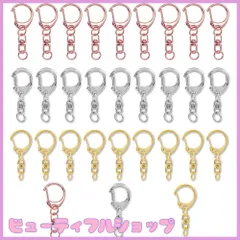 【特価】キーホルダー 金具 ナスカン キーホルダー パーツ ワンタッチキーホルダー 回転カン 丸カン付き ハンドメイド キーホルダーパーツ DIY 手作り 全長4.7cm 30入 3色 MOMI
