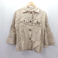 ◇ ⊂ ADAM ET ROPE'　アダムエロペ 腰紐　付属 長袖 シャツジャケット サイズ36 ベージュ系 レディース E  【1504240003122】