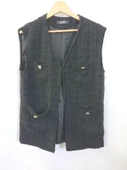 ◇ ⊇ nano universe ナノユニバース フロントホック ポケットディティールツイードジレ サイズF ブラック系 レディース E  【1507230006677】