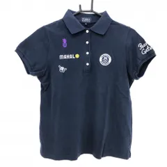 パーリーゲイツ 半袖ポロシャツ ネイビー×白 ニコちゃん スマイル コットン100％ レディース 1(M) ゴルフウェア PEARLY GATES