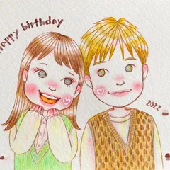 ポストカードsize✾可愛い似顔絵イラスト✾ミニキャラ風✾おしゃれ✾