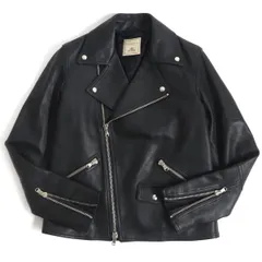 極美品□18AW TOMORROWLAND×DENIM トゥモローランド デニム WZIP ラムスキン ダブルライダース/レザージャケット ブラック 44 正規品のサムネイル
