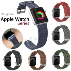 WA03 Apple Watch　アップル ウォッチ用 シリコン バンド ウォッチ バンド ベルト専用スポーツバンド 通気 汚れ防止 水洗い可 42mm/44mm/45mm (ブラック、ブラウン、グリーン、グレー、ネイビー、レッド)6色選択