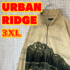 【ヴィンテージ】釣り　URBAN RIDGE　フリース　アウトドア　プリント　3XL　ベージュ　US古着　MTFL2310-157