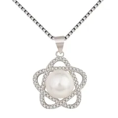 【在庫処分】細目 ベネチアンチェーン ジルコニア パール 星ネックレス シルバー おしゃれ スターペンダント ブランド 一粒 真珠 レディース ステンレス 金属アレルギー対応 ネックレス 彼女 誕生日 [Deelfel] ギフト アクセサリー