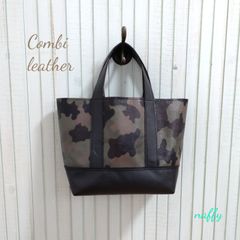 カモフラ×ブラック☆コンビレザートートバッグ