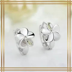 075【ハワイアンジュエリー】プルメリア　シルバー　フープピアス　ハワイ　SV925　外径11mm