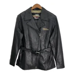 HARLEY DAVIDSON ハーレーダビッドソン レザー ダブルライダースジャケット バイクウェア ブラック (レディース L) 中古 古着 R7068のサムネイル