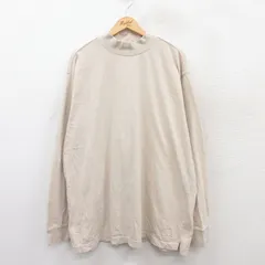 XL/古着 カーハート 長袖 Tシャツ メンズ ワンポイントロゴ 大きいサイズ コットン モックネック ハイネック 薄ベージュ カーキ 25jul12 中