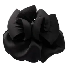 【ブラック×ワンサイズ】[Cream dot. クリームドット公式] ヘアアクセサリー レディース シニヨンネット バレッタ リボン お団子 シニヨン まとめ髪 髪留め ネット付きバレッタ 簡単 大きめ ボリューム ポニーテール ヘアアレンジ 大人