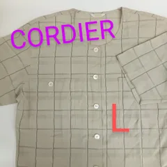 [CORDIER] コルディア ブラウス レディース 古着 半袖 Lサイズ 肩パッド 替えボタン くすみグリーン（あ-116，ア-4）のサムネイル