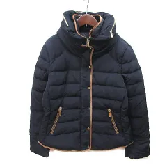 ザラ ベーシック ZARA BASIC ダウンジャケット 総裏地 L 紺 ネイビー 茶 ブラウン /MS
