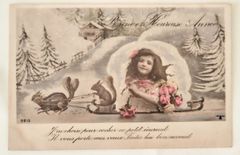 花束をもつサラちゃん 少女 フランス イギリス ヴィンテージ