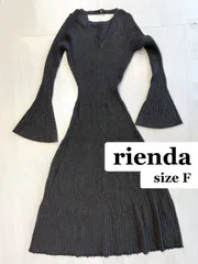 【rienda】リブニット ロングワンピース グレー (長袖)【Fサイズ】[E-079] △