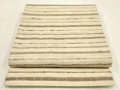 野蚕糸 ムガシルク 袋帯 全通柄 横段 未使用 イ5942 野蚕糸 ムガシルク 袋帯 全通柄 横段 未使用 イ5942