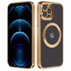 iPhone13ProMaxケース2023年新型MagSafe対応黄変防止アイフォン13プロマックスケースワイヤレス充電対応耐衝撃携帯ケースアイホン13プロマックス6.7インチ用カバー(ゴールド)