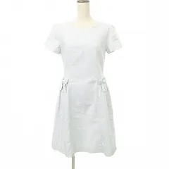 ギャラリービスコンティ GALLERY VISCONTI 半袖 フレア ワンピース リボン 2 約Mサイズ 水色 ライトブルー ■YHS4