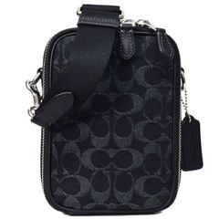 コーチ メンズ バッグ COACH デニム シグネチャー クロスボディ 2WAY 斜め掛け ショルダー バッグ ブラック CAJ44