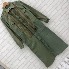 Rebuild by Needles リビルドバイニードルス ミリタリー コート 長袖 シャツ ワンピース カーキ系 グリーン系 ヴィンテージアイテム再構築 綿50% ポリエステル50% 日本製 サイズ2 M相当 (72-2025-0806-KO-007)