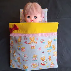 ハンドメイド　人形用　お布団3点セット　クッキングくま