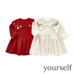 ベビー　キッズ　ワンピース　80　90　100　ニット　刺繍　春秋　かわいい　おしゃれ　女の子　送料無料