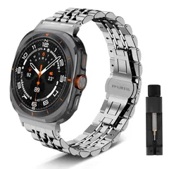 【人気商品】対応 Ultra 金属バンド ストラップ ステンレス製 ビジネス風 7 時計バンド 交換ベルト スマートウォッチバンド Watch ベルト クイックリリース 交換バンド Galaxy 調節可能 替えベルト 調整工具付き Sansumg コンパチブルのサムネイル