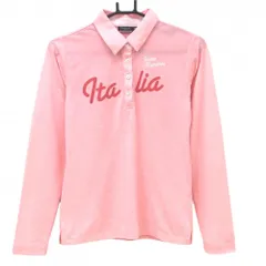 カッパ 長袖ポロシャツ 杢ピンク フロント英字 レディース M ゴルフウェア Kappa