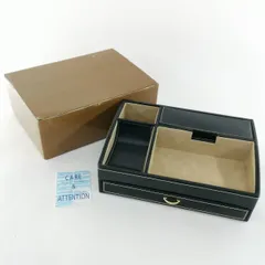 未使用品 ジュエリーケース ウォッチケース リモコンラック 小物入れ 引き出し付き レザー調 黒 ブラック#12588
