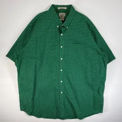 古着 エルエルビーン L.L.Bean 半袖シャツ 大きいサイズ ボタンダウン 胸ポケ XXL  グリーン チェック メンズ