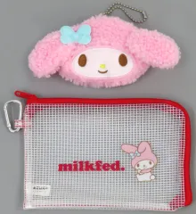 【中古】バッグ MILKFED. マイメロディ モコモコ顔ポーチ＆クリアポーチ 「サンリオキャラクターズ」 mini 2024年11月号 付録
