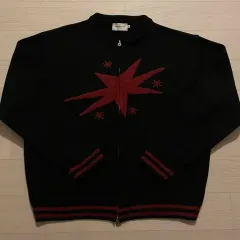 URBANSTOFF(アーバンズオフ) 広がる スター ニット セーター ジップアップ 黒 L