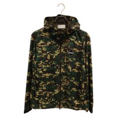 NIKE (ナイキ) ×FCRB×mastermind Nylon Jacket×エフシーアールビー×マスターマインド カモフラ ロゴジャケット グリーン 534627-341