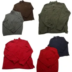 古着卸 まとめ売り ラルフローレン ハーフジップ セーター 6枚セット (メンズ 2XL ) 90’s レッド ネイビー ブラウン 中古 古着 NC3639