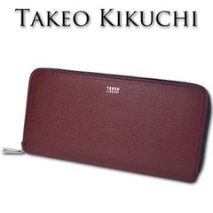 タケオキクチ TAKEO KIKUCHI イタリアンレザー ラウンドファスナー 長財布 マックス ボルドー メンズ 定価22,000円 本革 レザー 大容量 プレゼント ギフト 父の日 無料ラッピング可能 超特価