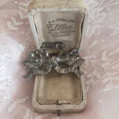 フランスアンティーク宝石箱/黒紙貼り/紫ベルベット